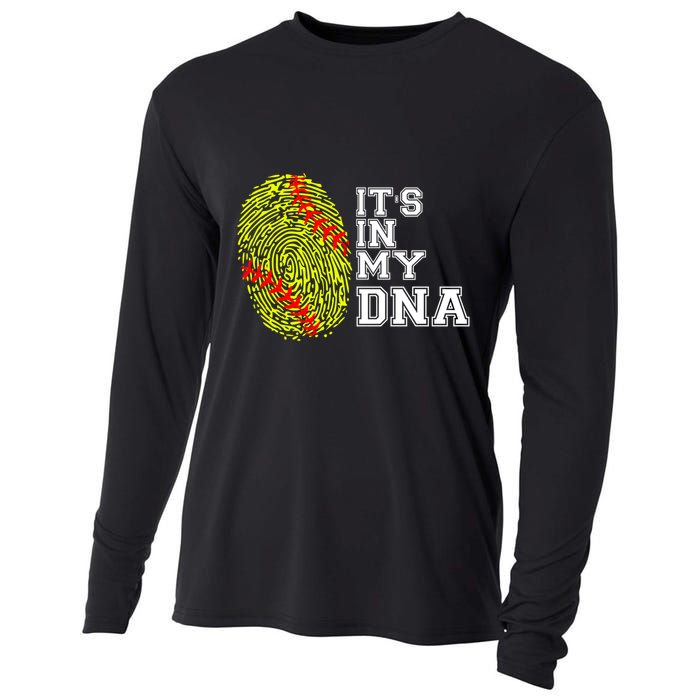 Softball It's In My Dna Fingerprint Catcher And Pitcher Meaningful Gift Cooling Performance Long Sleeve Crew