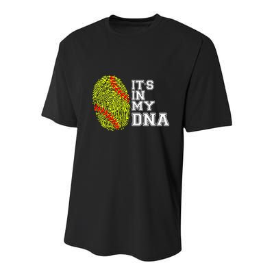 Softball It's In My Dna Fingerprint Catcher And Pitcher Meaningful Gift Youth Performance Sprint T-Shirt