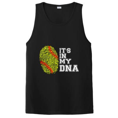 Softball It's In My Dna Fingerprint Catcher And Pitcher Meaningful Gift PosiCharge Competitor Tank
