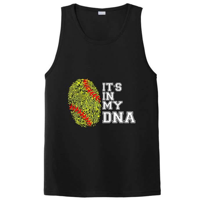 Softball It's In My Dna Fingerprint Catcher And Pitcher Meaningful Gift PosiCharge Competitor Tank