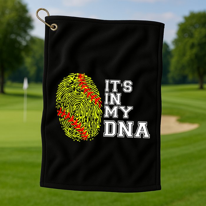 Softball It's In My Dna Fingerprint Catcher And Pitcher Meaningful Gift Golf Towel