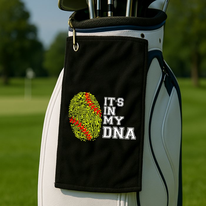 Softball It's In My Dna Fingerprint Catcher And Pitcher Meaningful Gift Golf Towel