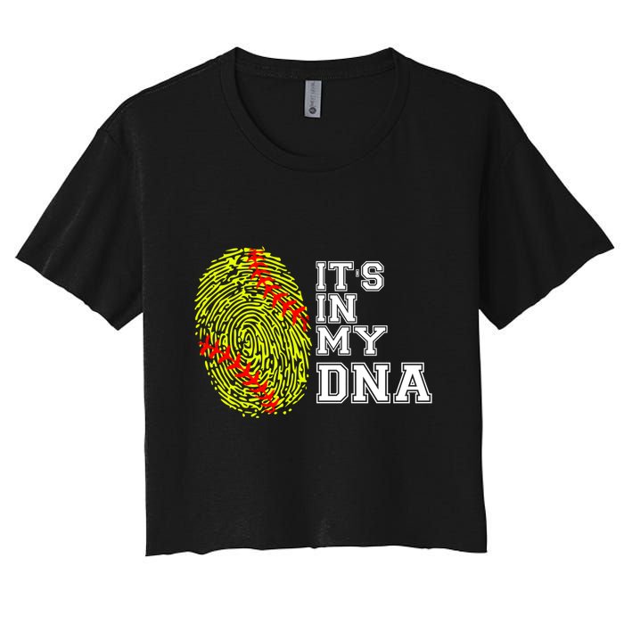 Softball It's In My Dna Fingerprint Catcher And Pitcher Meaningful Gift Crop Top