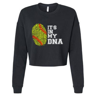 Softball It's In My Dna Fingerprint Catcher And Pitcher Meaningful Gift Cropped Pullover Crew