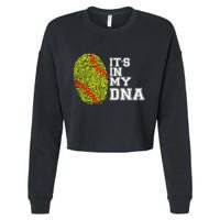 Softball It's In My Dna Fingerprint Catcher And Pitcher Meaningful Gift Cropped Pullover Crew