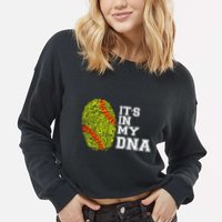 Softball It's In My Dna Fingerprint Catcher And Pitcher Meaningful Gift Cropped Pullover Crew