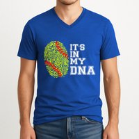Softball It's In My Dna Fingerprint Catcher And Pitcher Meaningful Gift V-Neck T-Shirt