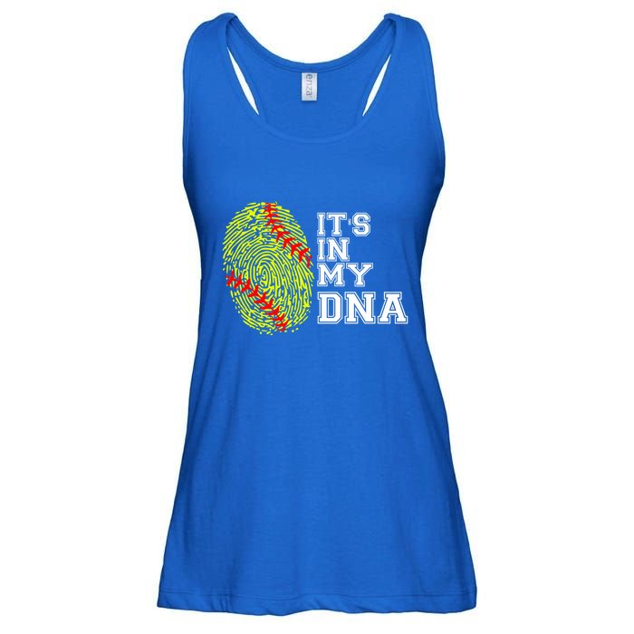 Softball It's In My Dna Fingerprint Catcher And Pitcher Meaningful Gift Ladies Essential Flowy Tank