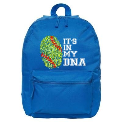 Softball It's In My Dna Fingerprint Catcher And Pitcher Meaningful Gift 16 in Basic Backpack