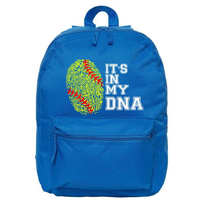 Softball It's In My Dna Fingerprint Catcher And Pitcher Meaningful Gift 16 in Basic Backpack