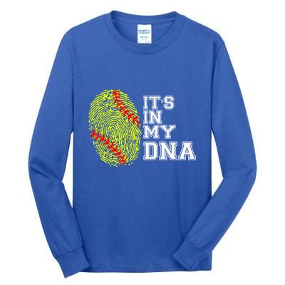 Softball It's In My Dna Fingerprint Catcher And Pitcher Meaningful Gift Tall Long Sleeve T-Shirt