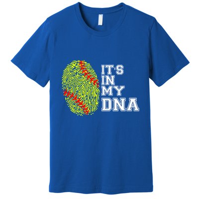 Softball It's In My Dna Fingerprint Catcher And Pitcher Meaningful Gift Premium T-Shirt