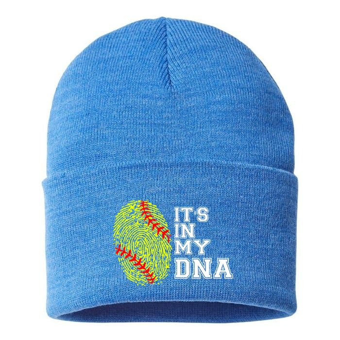 Softball It's In My Dna Fingerprint Catcher And Pitcher Meaningful Gift Sustainable Knit Beanie