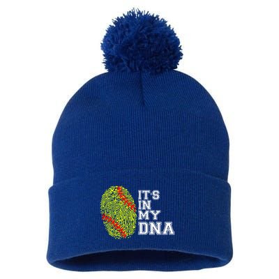 Softball It's In My Dna Fingerprint Catcher And Pitcher Meaningful Gift Pom Pom 12in Knit Beanie