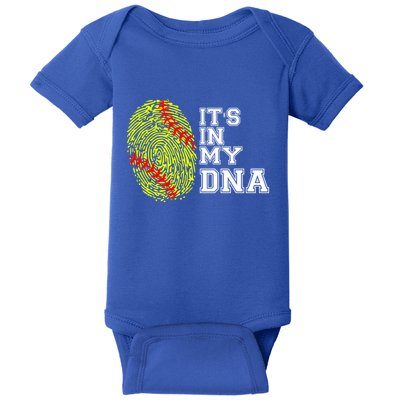 Softball It's In My Dna Fingerprint Catcher And Pitcher Meaningful Gift Baby Bodysuit