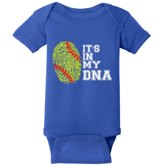 Softball It's In My Dna Fingerprint Catcher And Pitcher Meaningful Gift Baby Bodysuit