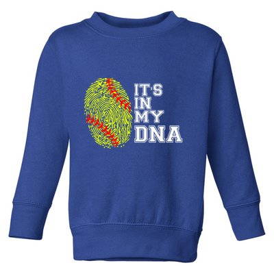 Softball It's In My Dna Fingerprint Catcher And Pitcher Meaningful Gift Toddler Sweatshirt