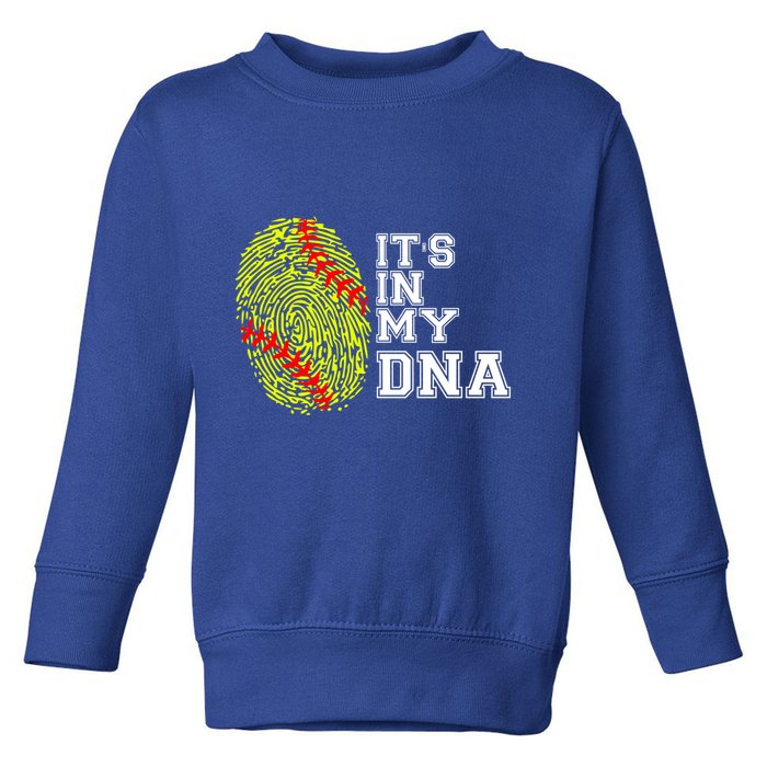 Softball It's In My Dna Fingerprint Catcher And Pitcher Meaningful Gift Toddler Sweatshirt