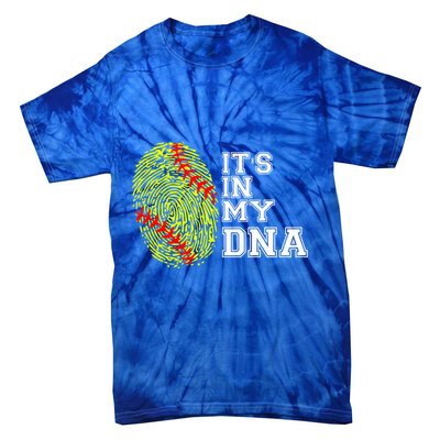 Softball It's In My Dna Fingerprint Catcher And Pitcher Meaningful Gift Tie-Dye T-Shirt