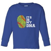 Softball It's In My Dna Fingerprint Catcher And Pitcher Meaningful Gift Toddler Long Sleeve Shirt