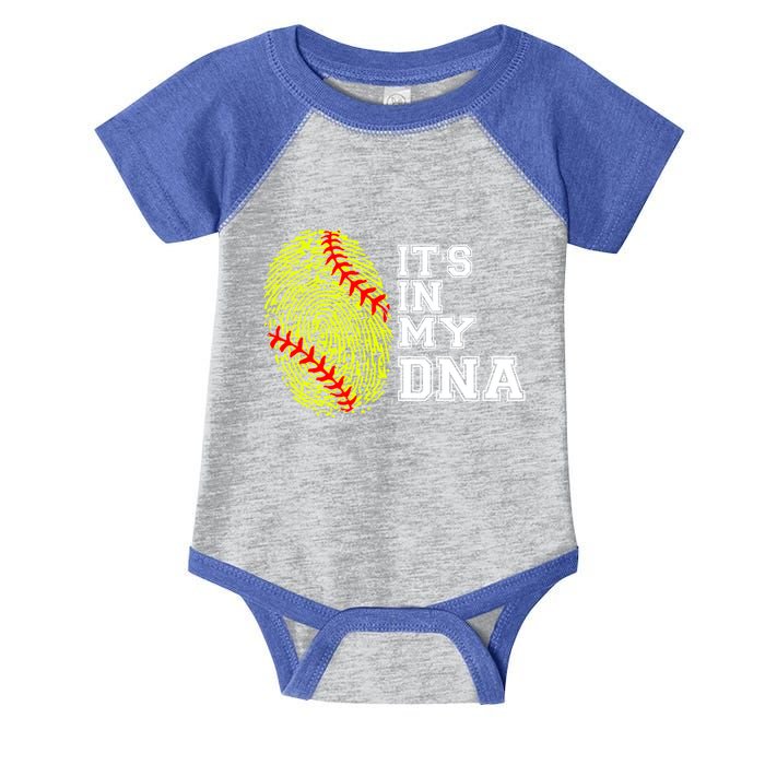 Softball It's In My Dna Fingerprint Catcher And Pitcher Meaningful Gift Infant Baby Jersey Bodysuit