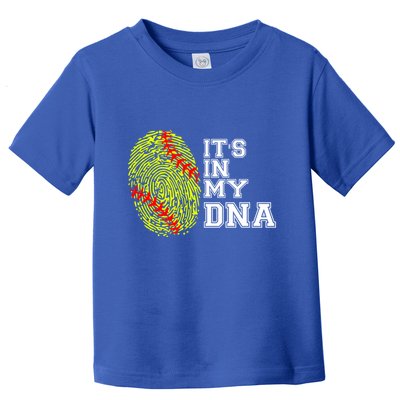 Softball It's In My Dna Fingerprint Catcher And Pitcher Meaningful Gift Toddler T-Shirt