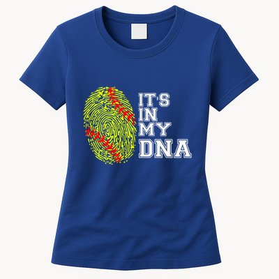Softball It's In My Dna Fingerprint Catcher And Pitcher Meaningful Gift Womens T-Shirt