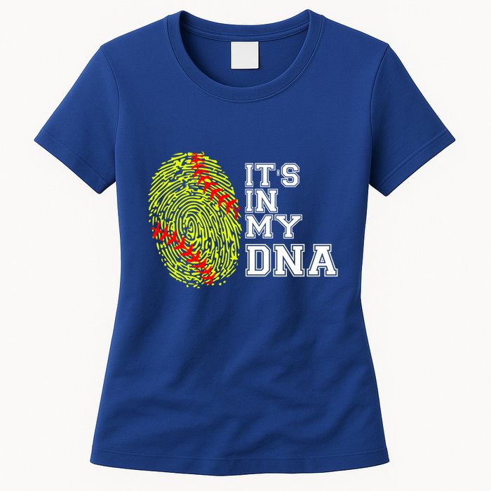 Softball It's In My Dna Fingerprint Catcher And Pitcher Meaningful Gift Womens T-Shirt