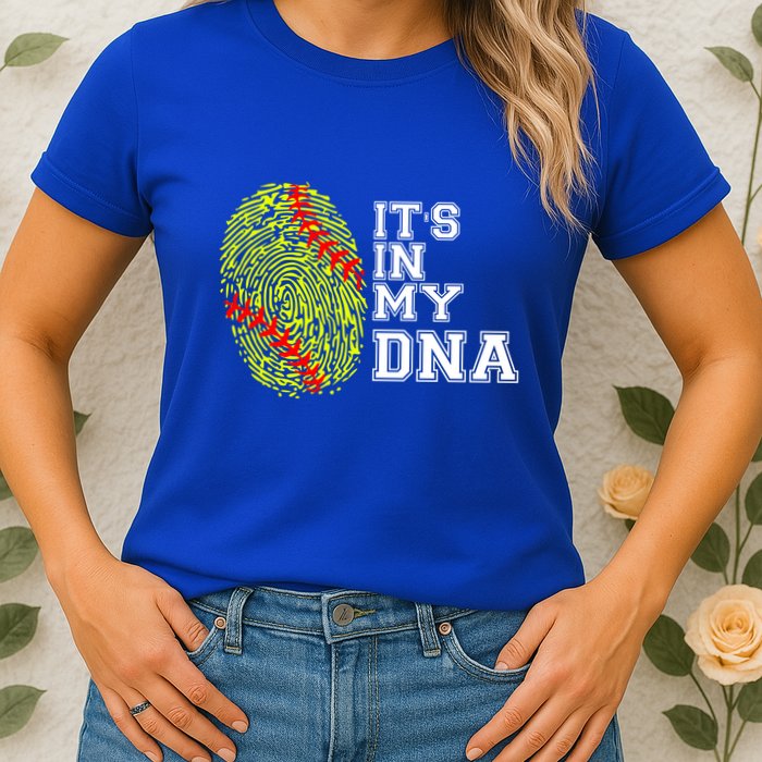 Softball It's In My Dna Fingerprint Catcher And Pitcher Meaningful Gift Womens T-Shirt