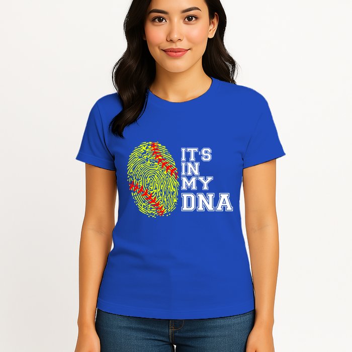 Softball It's In My Dna Fingerprint Catcher And Pitcher Meaningful Gift Womens T-Shirt