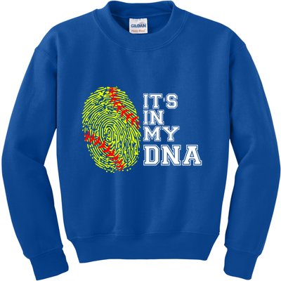 Softball It's In My Dna Fingerprint Catcher And Pitcher Meaningful Gift Kids Sweatshirt