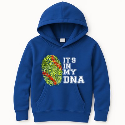 Softball It's In My Dna Fingerprint Catcher And Pitcher Meaningful Gift Kids Hoodie