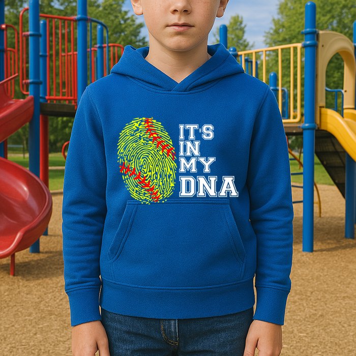 Softball It's In My Dna Fingerprint Catcher And Pitcher Meaningful Gift Kids Hoodie