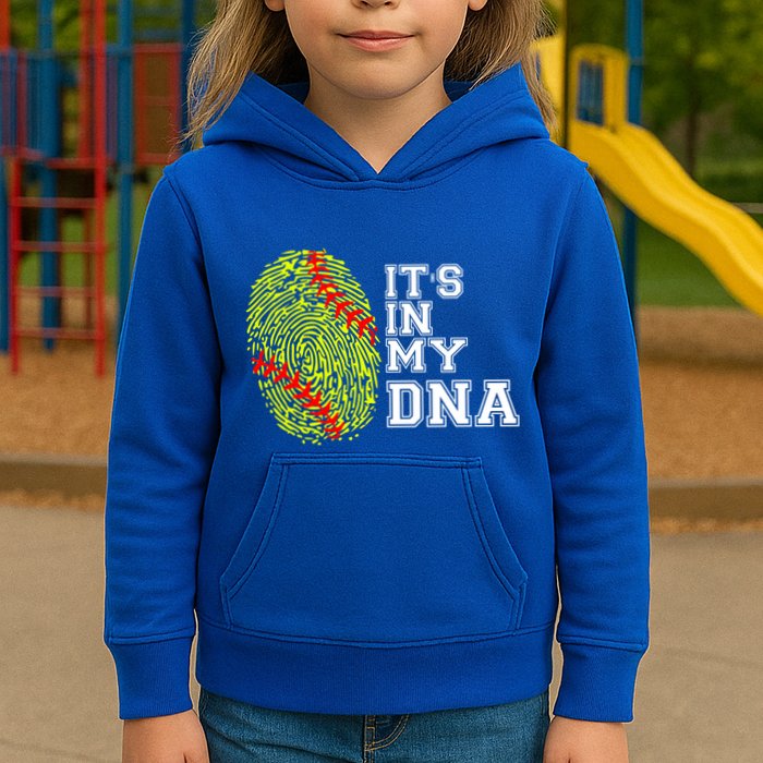 Softball It's In My Dna Fingerprint Catcher And Pitcher Meaningful Gift Kids Hoodie