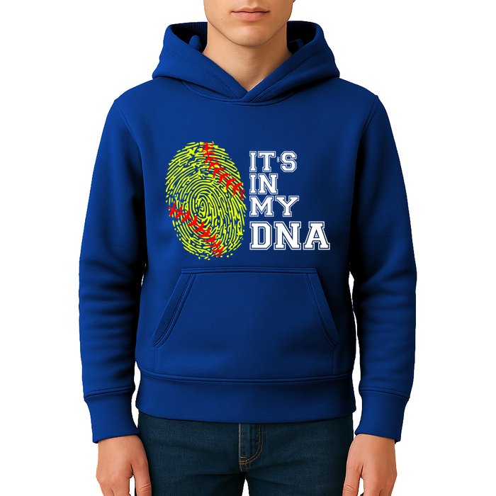 Softball It's In My Dna Fingerprint Catcher And Pitcher Meaningful Gift Kids Hoodie