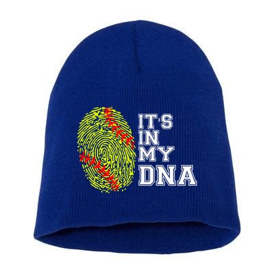 Softball It's In My Dna Fingerprint Catcher And Pitcher Meaningful Gift Short Acrylic Beanie