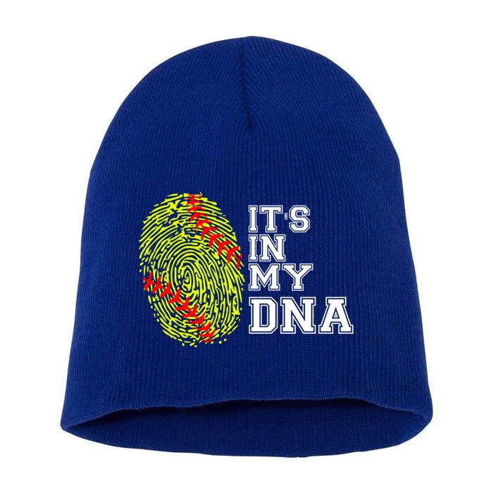 Softball It's In My Dna Fingerprint Catcher And Pitcher Meaningful Gift Short Acrylic Beanie