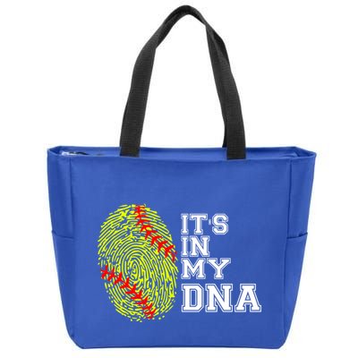 Softball It's In My Dna Fingerprint Catcher And Pitcher Meaningful Gift Zip Tote Bag