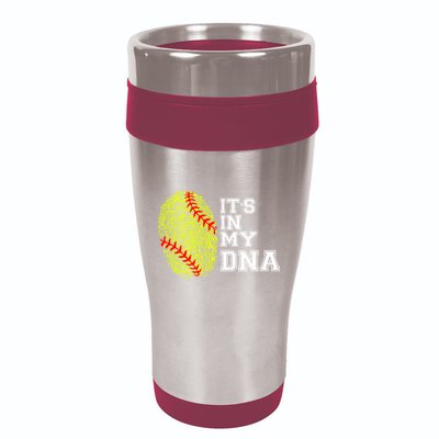 Softball It's In My Dna Fingerprint Catcher And Pitcher Meaningful Gift 16oz Travel Tumbler