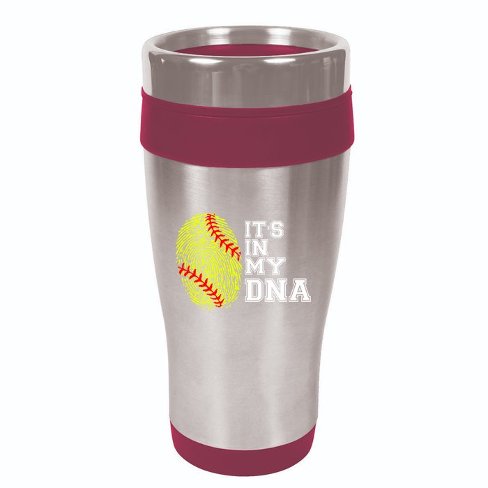 Softball It's In My Dna Fingerprint Catcher And Pitcher Meaningful Gift 16oz Travel Tumbler