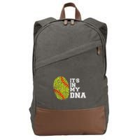 Softball It's In My Dna Fingerprint Catcher And Pitcher Meaningful Gift Cotton Canvas Backpack