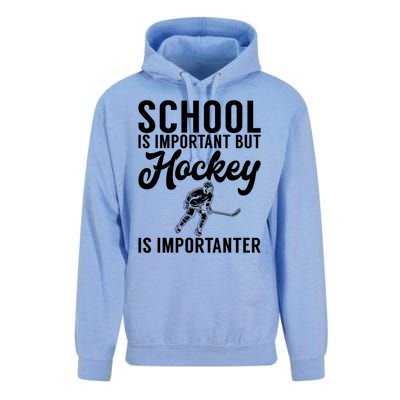 School Is Important But Hockey Is Importanter Hockey Gift Unisex Surf Hoodie