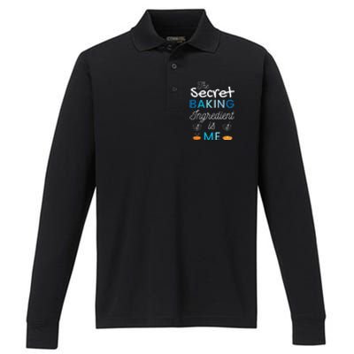 Secret Ingredient Is Me Funny Retro Cooking Baking Performance Long Sleeve Polo