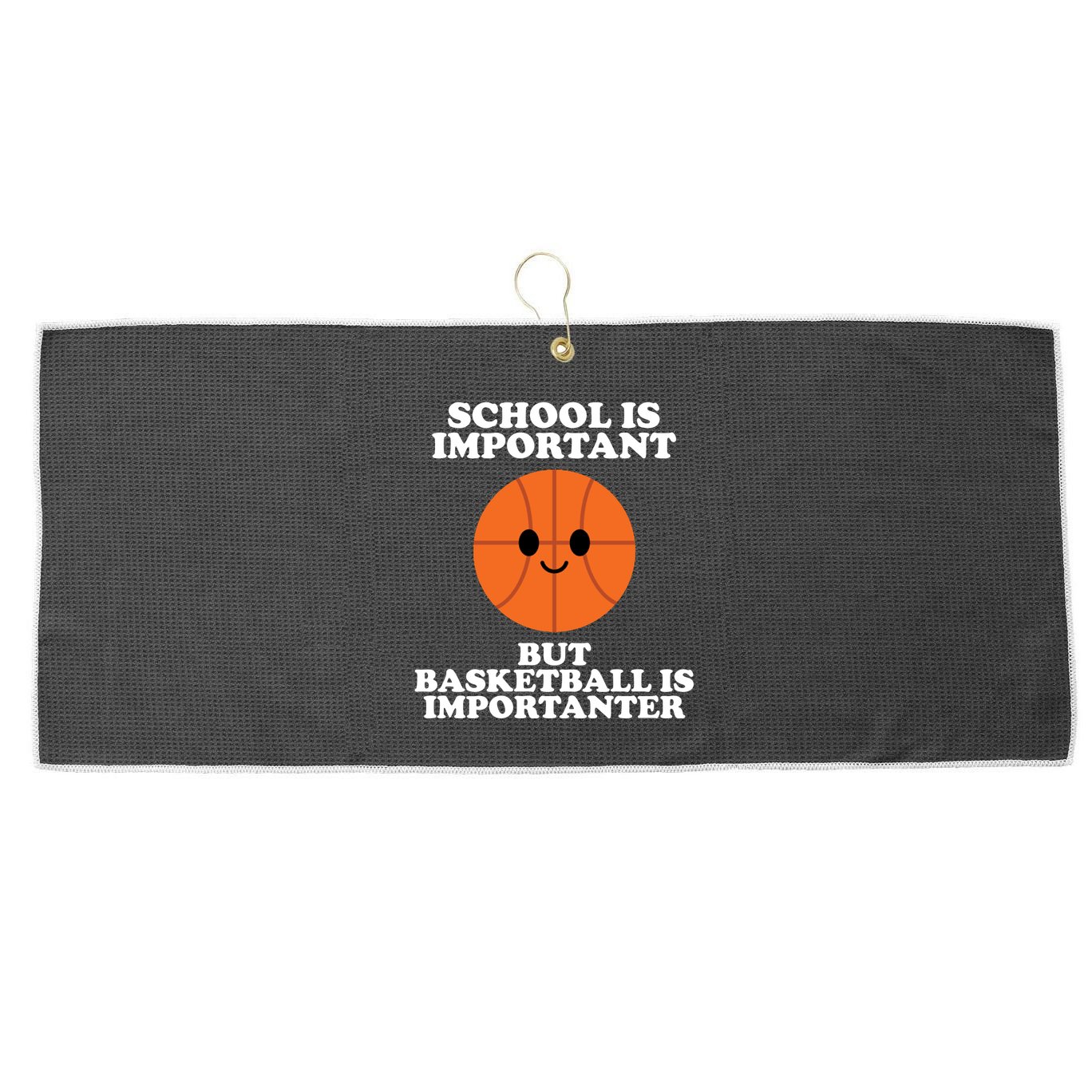 School Is Important But Basketball Is Importanter Large Microfiber Waffle Golf Towel