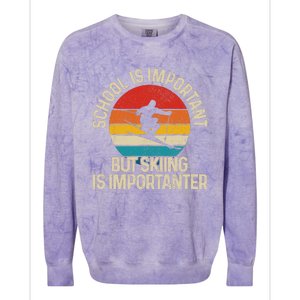 School Is Important But Skiing Is Importanter Ski Funny Gift Colorblast Crewneck Sweatshirt