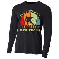 School Is Important But Hockey Is Importanter Ice Hockey Cooling Performance Long Sleeve Crew