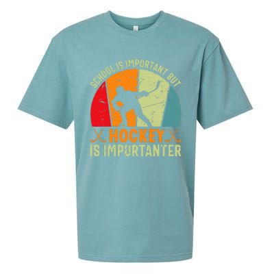 School Is Important But Hockey Is Importanter Ice Hockey Sueded Cloud Jersey T-Shirt