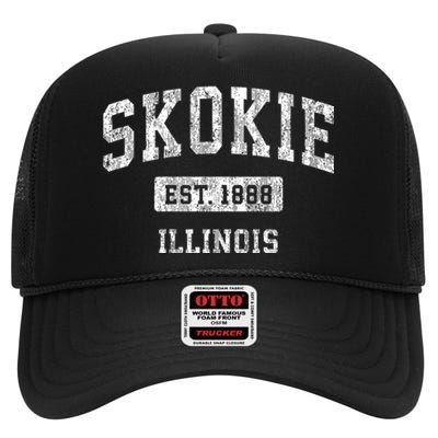 Skokie Illinois Il Vintage Sports High Crown Mesh Back Trucker Hat