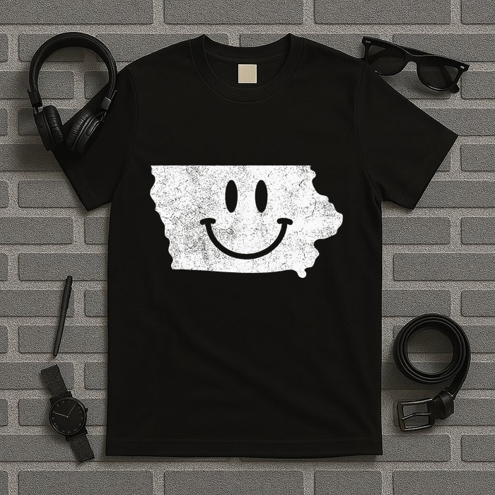 Smiling In Ia – Funny Iowa Happy Face T-Shirt