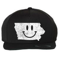 Smiling In Ia – Funny Iowa Happy Face Wool Snapback Cap